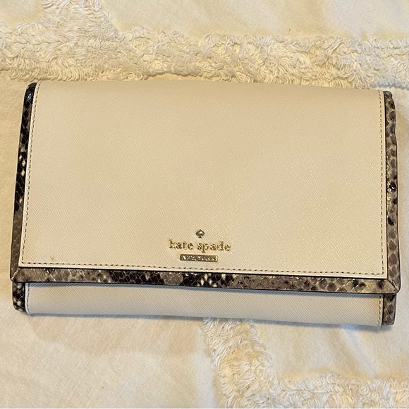 Cream leather Kate spade clutch purse wallet - Picture 2 of 4